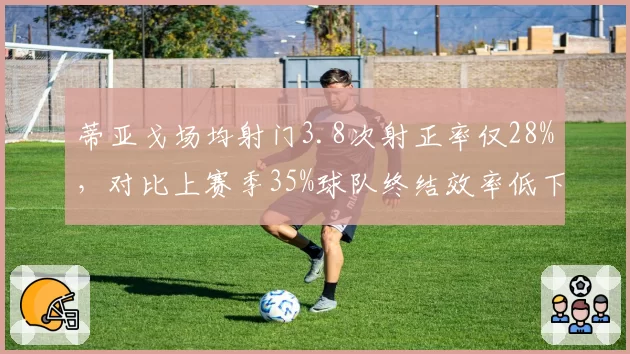 蒂亚戈场均射门3.8次射正率仅28%,对比上赛季35%球队终结效率低下